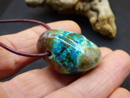 Chrysocoll Chrysokoll Chrysocolla Edelstein Kette blau Natur HIPPIE GOA Boho Ethno Heilstein Kristalle Schmuck Anhänger Mann Frau Geschenk - Art of Nature Berlin