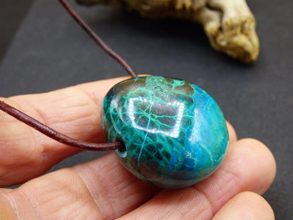 Chrysocoll Chrysokoll Chrysocolla Edelstein Kette blau Natur HIPPIE GOA Boho Ethno Heilstein Kristalle Schmuck Anhänger Mann Frau Geschenk - Art of Nature Berlin