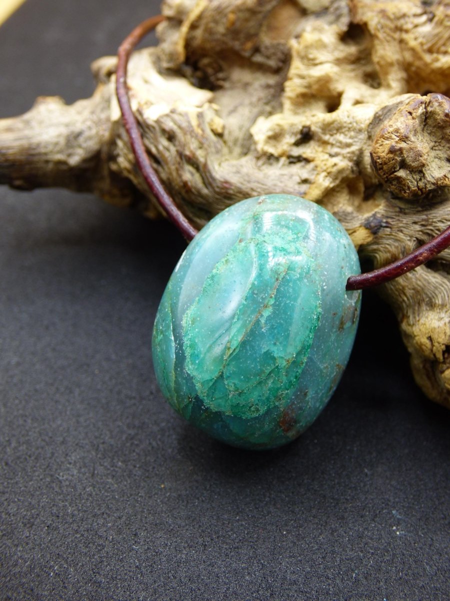 Chrysocoll Chrysokoll Chrysocolla Edelstein Kette blau Natur HIPPIE GOA Boho Ethno Heilstein Kristalle Schmuck Anhänger Mann Frau Geschenk - Art of Nature Berlin