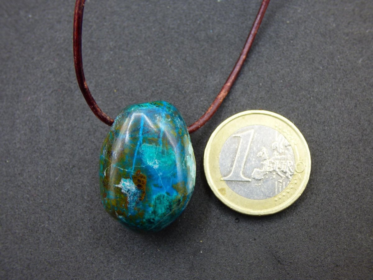 Chrysocoll Chrysokoll Chrysocolla Edelstein Kette blau Natur HIPPIE GOA Boho Ethno Heilstein Kristalle Schmuck Anhänger Mann Frau Geschenk - Art of Nature Berlin