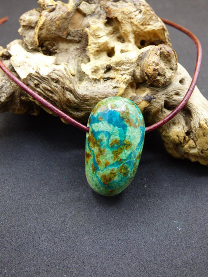 Chrysocoll Chrysokoll Chrysocolla Edelstein Kette blau Natur HIPPIE GOA Boho Ethno Heilstein Kristalle Schmuck Anhänger Mann Frau Geschenk - Art of Nature Berlin