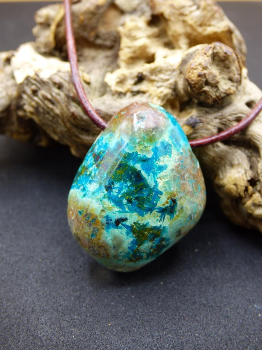 Chrysocoll Chrysokoll Chrysocolla Edelstein Kette blau Natur HIPPIE GOA Boho Ethno Heilstein Kristalle Schmuck Anhänger Mann Frau Geschenk - Art of Nature Berlin