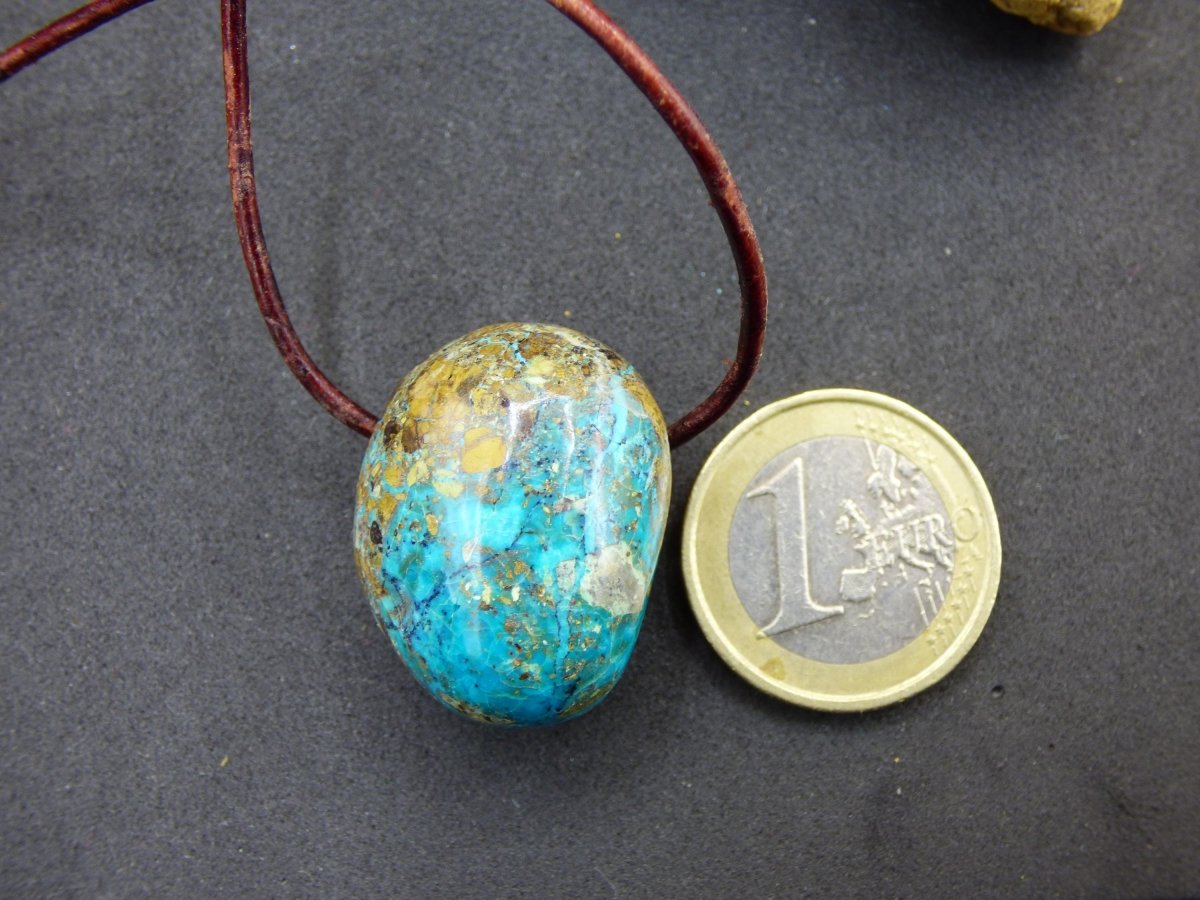 Chrysocoll Chrysokoll Chrysocolla Edelstein Kette blau Natur HIPPIE GOA Boho Ethno Heilstein Kristalle Schmuck Anhänger Mann Frau Geschenk - Art of Nature Berlin