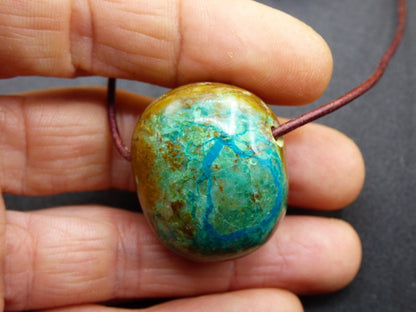 Chrysocoll Chrysokoll Chrysocolla Edelstein Kette blau Natur HIPPIE GOA Boho Ethno Heilstein Kristalle Schmuck Anhänger Mann Frau Geschenk - Art of Nature Berlin