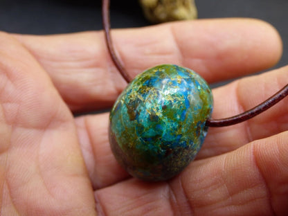 Chrysocoll Chrysokoll Chrysocolla Edelstein Kette blau Natur HIPPIE GOA Boho Ethno Heilstein Kristalle Schmuck Anhänger Mann Frau Geschenk - Art of Nature Berlin