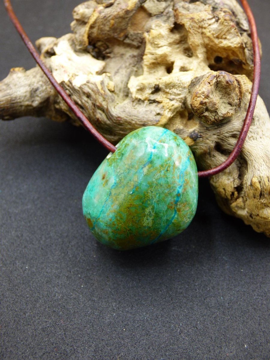 Chrysocoll Chrysokoll Chrysocolla Edelstein Kette blau Natur HIPPIE GOA Boho Ethno Heilstein Kristalle Schmuck Anhänger Mann Frau Geschenk - Art of Nature Berlin