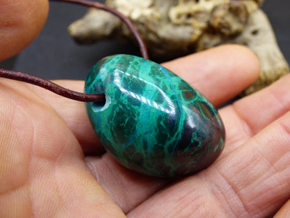 Chrysocoll Chrysokoll Chrysocolla Edelstein Kette blau Natur HIPPIE GOA Boho Ethno Heilstein Kristalle Schmuck Anhänger Mann Frau Geschenk - Art of Nature Berlin