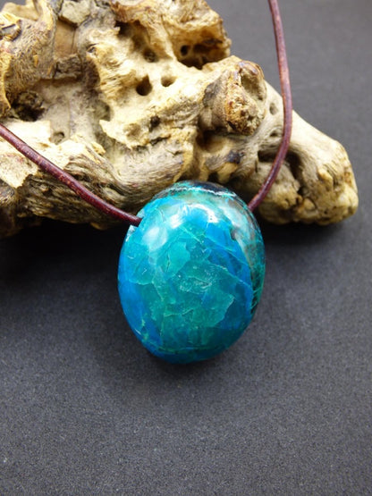 Chrysocoll Chrysokoll Chrysocolla Edelstein Kette blau Natur HIPPIE GOA Boho Ethno Heilstein Kristalle Schmuck Anhänger Mann Frau Geschenk - Art of Nature Berlin