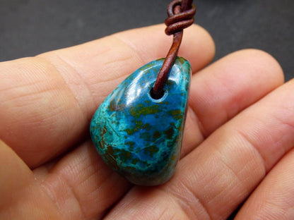 Chrysocoll Chrysokoll Chrysocolla Edelstein Kette blau Natur HIPPIE GOA Boho Ethno Heilstein Kristalle Schmuck Anhänger Mann Frau Geschenk - Art of Nature Berlin