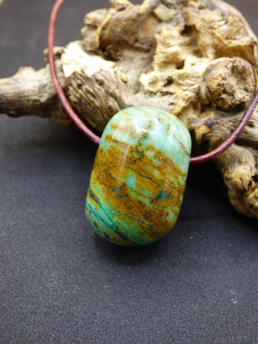 Chrysocoll Chrysokoll Chrysocolla Edelstein Kette blau Natur HIPPIE GOA Boho Ethno Heilstein Kristalle Schmuck Anhänger Mann Frau Geschenk - Art of Nature Berlin