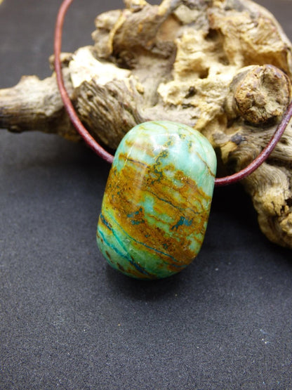 Chrysocoll Chrysokoll Chrysocolla Edelstein Kette blau Natur HIPPIE GOA Boho Ethno Heilstein Kristalle Schmuck Anhänger Mann Frau Geschenk - Art of Nature Berlin