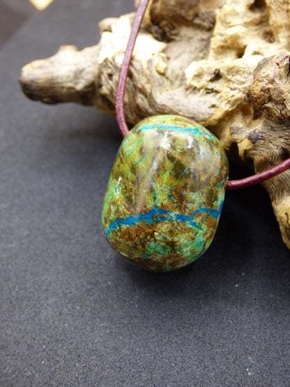 Chrysocoll Chrysokoll Chrysocolla Edelstein Kette blau Natur HIPPIE GOA Boho Ethno Heilstein Kristalle Schmuck Anhänger Mann Frau Geschenk - Art of Nature Berlin