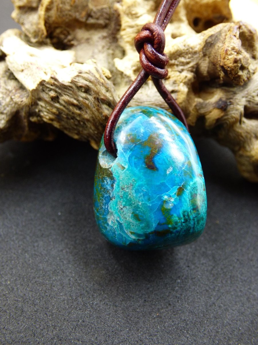 Chrysocoll Chrysokoll Chrysocolla Edelstein Kette blau Natur HIPPIE GOA Boho Ethno Heilstein Kristalle Schmuck Anhänger Mann Frau Geschenk - Art of Nature Berlin