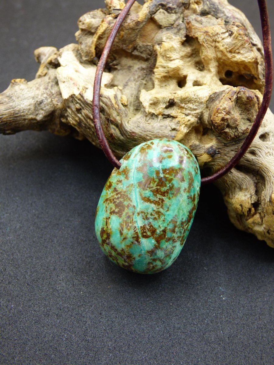 Chrysocoll Chrysokoll Chrysocolla Edelstein Kette blau Natur HIPPIE GOA Boho Ethno Heilstein Kristalle Schmuck Anhänger Mann Frau Geschenk - Art of Nature Berlin