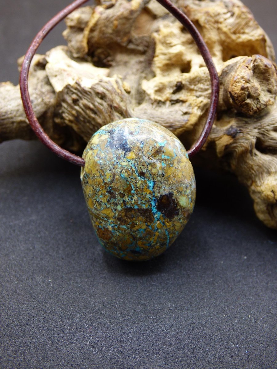 Chrysocoll Chrysokoll Chrysocolla Edelstein Kette blau Natur HIPPIE GOA Boho Ethno Heilstein Kristalle Schmuck Anhänger Mann Frau Geschenk - Art of Nature Berlin