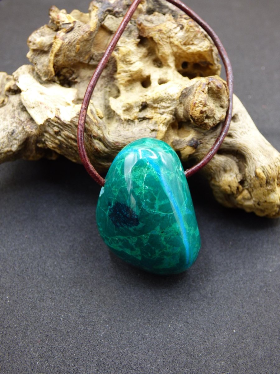 Chrysocoll Chrysokoll Chrysocolla Edelstein Kette blau Natur HIPPIE GOA Boho Ethno Heilstein Kristalle Schmuck Anhänger Mann Frau Geschenk - Art of Nature Berlin