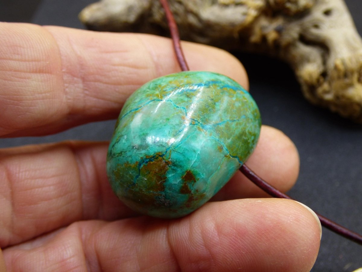 Chrysocoll Chrysokoll Chrysocolla Edelstein Kette blau Natur HIPPIE GOA Boho Ethno Heilstein Kristalle Schmuck Anhänger Mann Frau Geschenk - Art of Nature Berlin