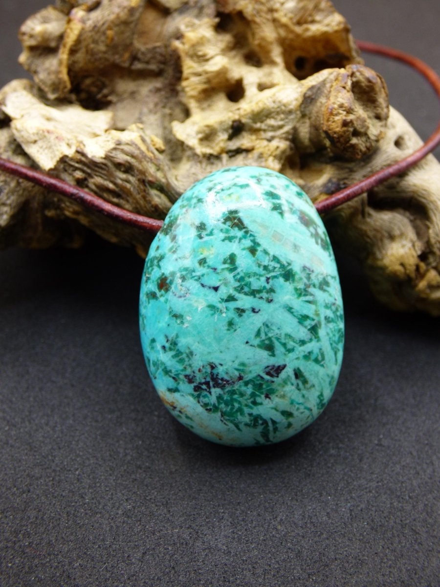 Chrysocoll Chrysokoll Chrysocolla Edelstein Kette blau Natur HIPPIE GOA Boho Ethno Heilstein Kristalle Schmuck Anhänger Mann Frau Geschenk - Art of Nature Berlin