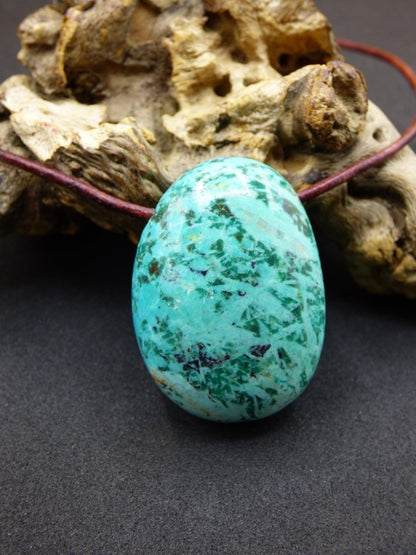 Chrysocoll Chrysokoll Chrysocolla Edelstein Kette blau Natur HIPPIE GOA Boho Ethno Heilstein Kristalle Schmuck Anhänger Mann Frau Geschenk - Art of Nature Berlin