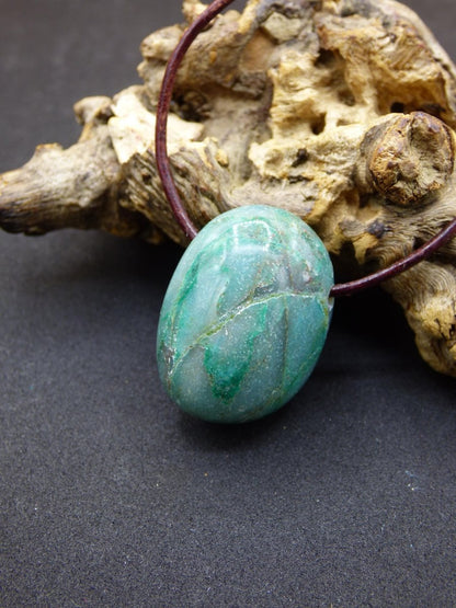 Chrysocoll Chrysokoll Chrysocolla Edelstein Kette blau Natur HIPPIE GOA Boho Ethno Heilstein Kristalle Schmuck Anhänger Mann Frau Geschenk - Art of Nature Berlin