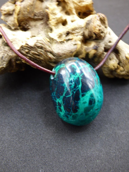 Chrysocoll Chrysokoll Chrysocolla Edelstein Kette blau Natur HIPPIE GOA Boho Ethno Heilstein Kristalle Schmuck Anhänger Mann Frau Geschenk - Art of Nature Berlin