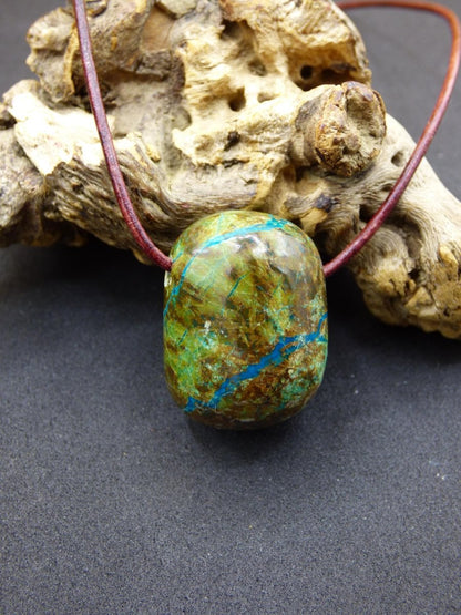 Chrysocoll Chrysokoll Chrysocolla Edelstein Kette blau Natur HIPPIE GOA Boho Ethno Heilstein Kristalle Schmuck Anhänger Mann Frau Geschenk - Art of Nature Berlin