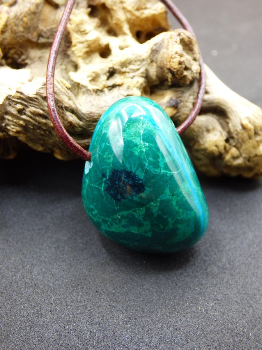 Chrysocoll Chrysokoll Chrysocolla Edelstein Kette blau Natur HIPPIE GOA Boho Ethno Heilstein Kristalle Schmuck Anhänger Mann Frau Geschenk - Art of Nature Berlin