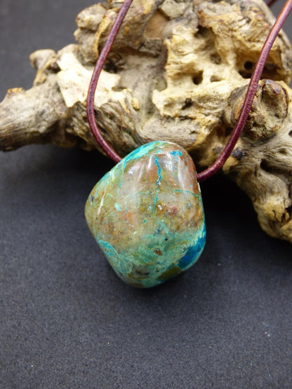 Chrysocoll Chrysokoll Chrysocolla Edelstein Kette blau Natur HIPPIE GOA Boho Ethno Heilstein Kristalle Schmuck Anhänger Mann Frau Geschenk - Art of Nature Berlin