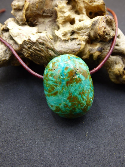 Chrysocoll Chrysokoll Chrysocolla Edelstein Kette blau Natur HIPPIE GOA Boho Ethno Heilstein Kristalle Schmuck Anhänger Mann Frau Geschenk - Art of Nature Berlin