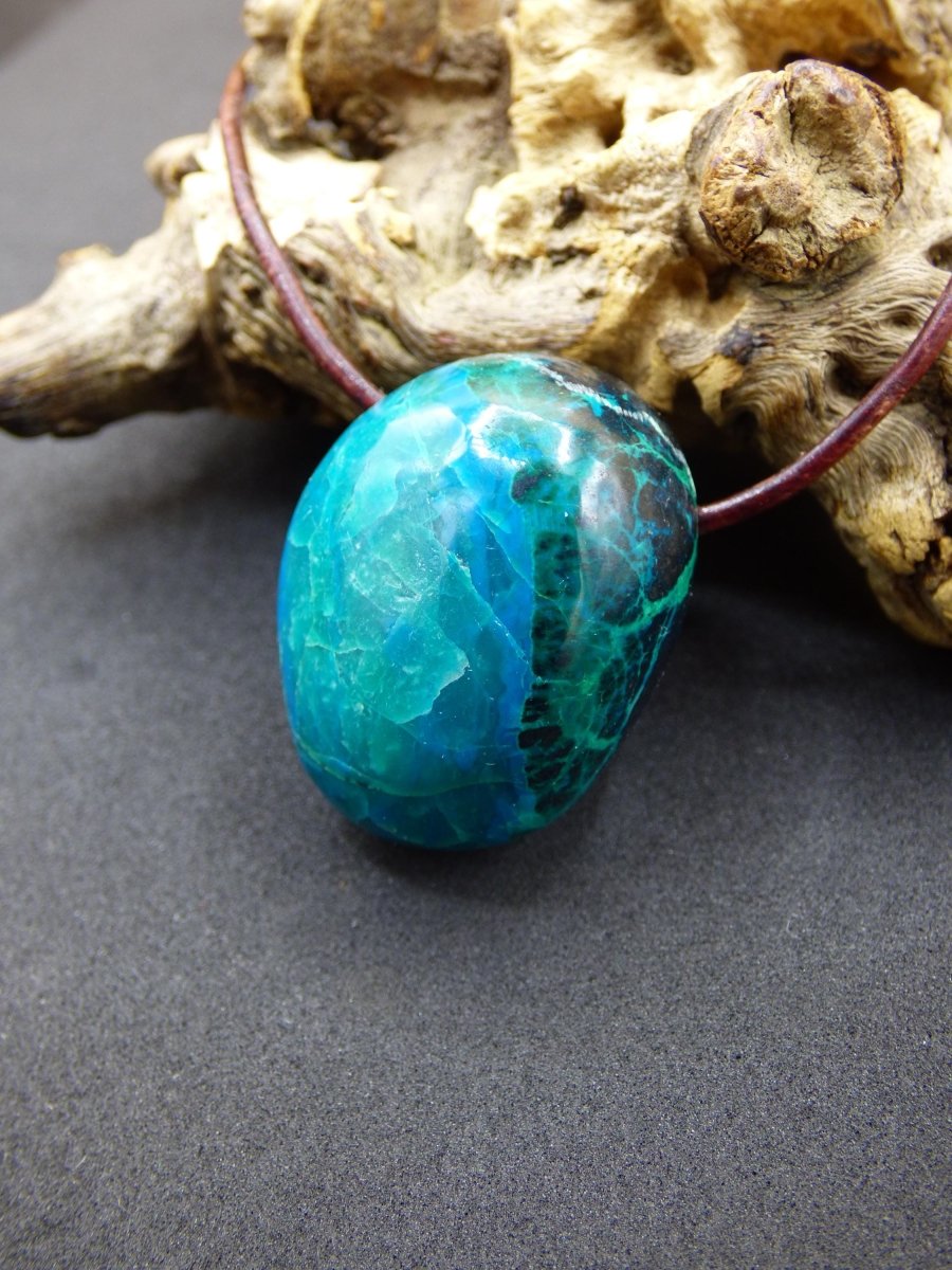 Chrysocoll Chrysokoll Chrysocolla Edelstein Kette blau Natur HIPPIE GOA Boho Ethno Heilstein Kristalle Schmuck Anhänger Mann Frau Geschenk - Art of Nature Berlin