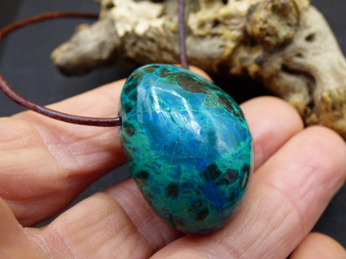 Chrysocoll Chrysokoll Chrysocolla Edelstein Kette blau Natur HIPPIE GOA Boho Ethno Heilstein Kristalle Schmuck Anhänger Mann Frau Geschenk - Art of Nature Berlin