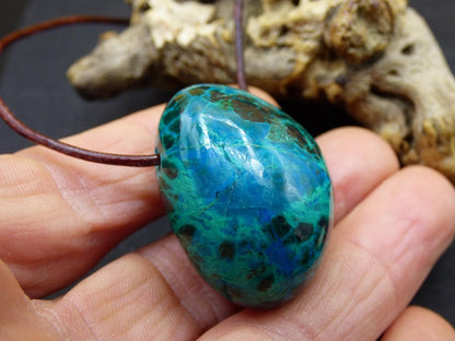 Chrysocoll Chrysokoll Chrysocolla Edelstein Kette blau Natur HIPPIE GOA Boho Ethno Heilstein Kristalle Schmuck Anhänger Mann Frau Geschenk - Art of Nature Berlin