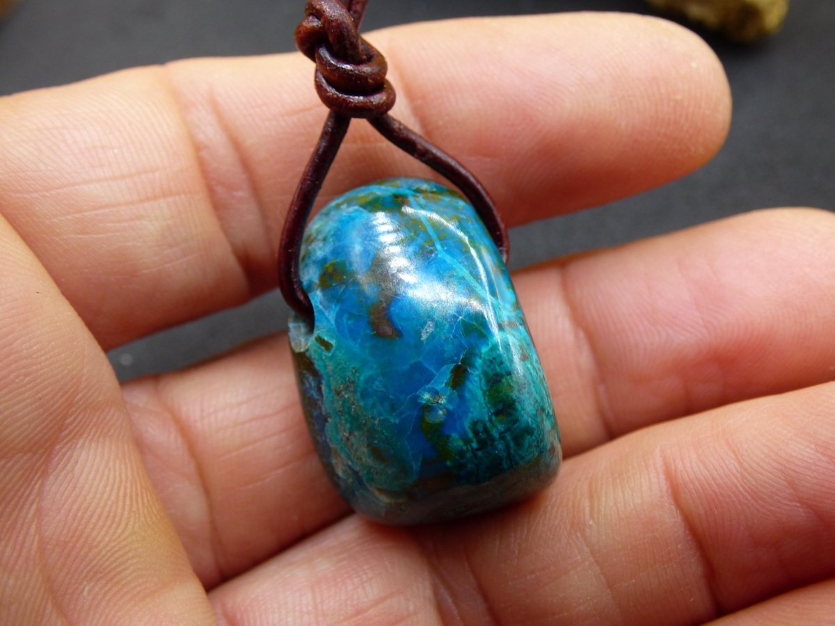 Chrysocoll Chrysokoll Chrysocolla Edelstein Kette blau Natur HIPPIE GOA Boho Ethno Heilstein Kristalle Schmuck Anhänger Mann Frau Geschenk - Art of Nature Berlin