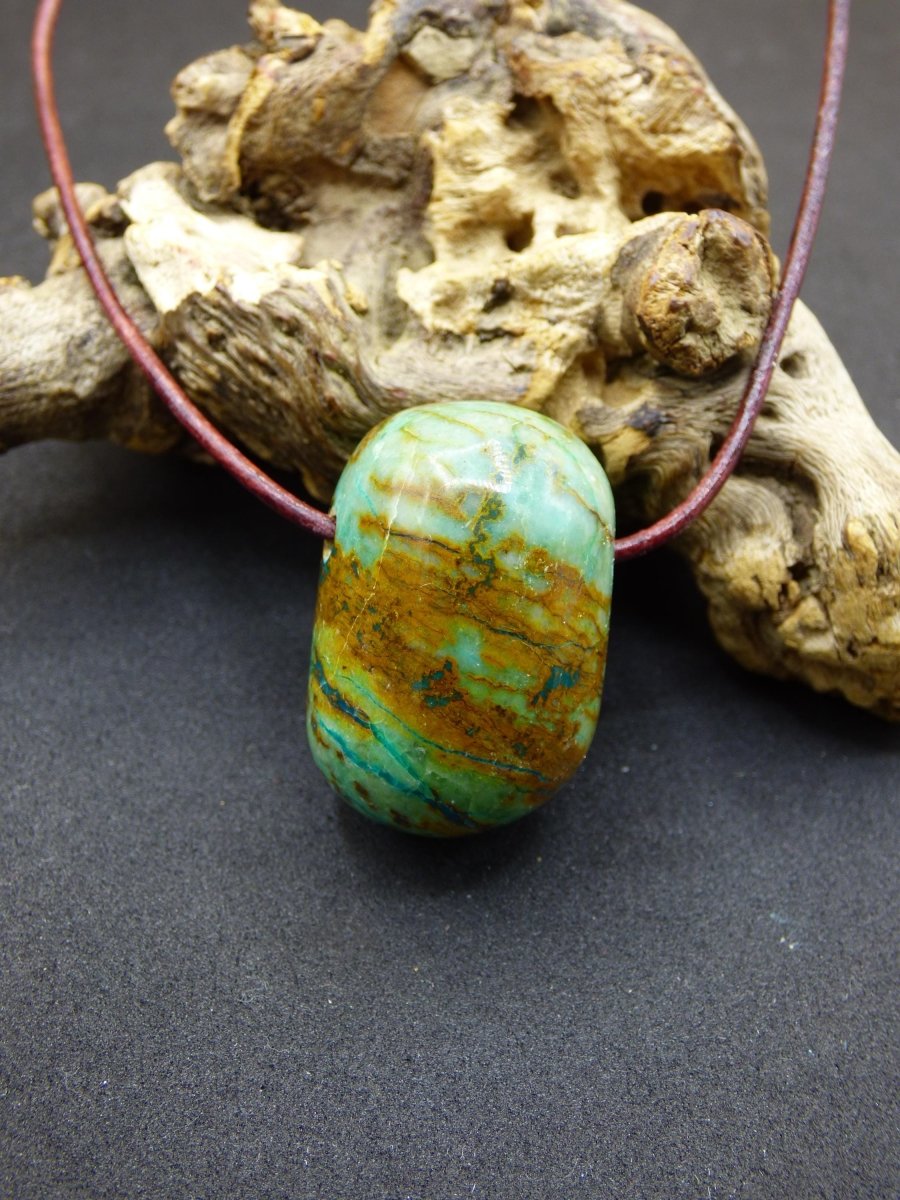 Chrysocoll Chrysokoll Chrysocolla Edelstein Kette blau Natur HIPPIE GOA Boho Ethno Heilstein Kristalle Schmuck Anhänger Mann Frau Geschenk - Art of Nature Berlin