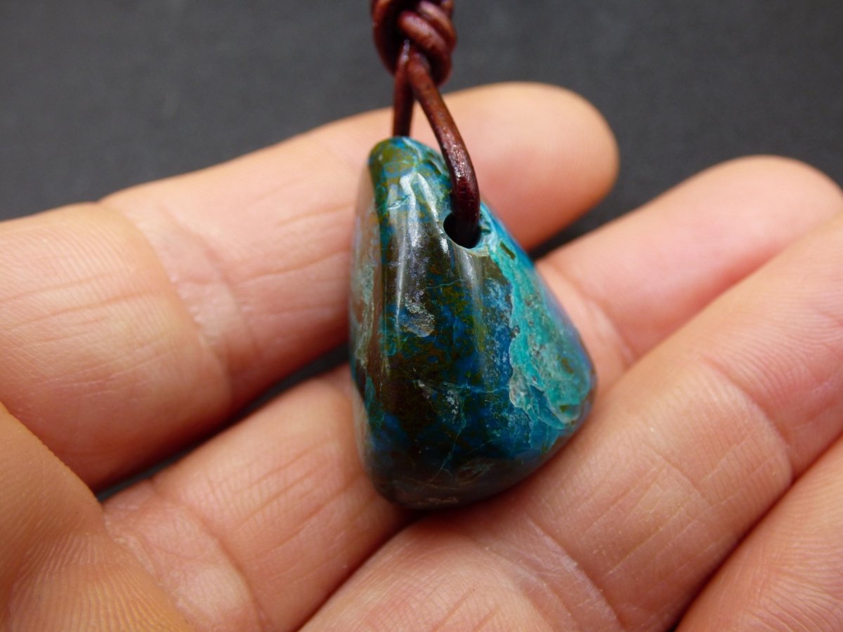 Chrysocoll Chrysokoll Chrysocolla Edelstein Kette blau Natur HIPPIE GOA Boho Ethno Heilstein Kristalle Schmuck Anhänger Mann Frau Geschenk - Art of Nature Berlin