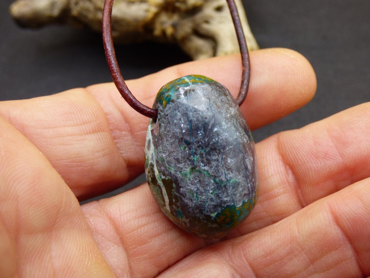 Chrysocoll Chrysokoll Chrysocolla Edelstein Kette blau Natur HIPPIE GOA Boho Ethno Heilstein Kristalle Schmuck Anhänger Mann Frau Geschenk - Art of Nature Berlin