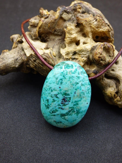 Chrysocoll Chrysokoll Chrysocolla Edelstein Kette blau Natur HIPPIE GOA Boho Ethno Heilstein Kristalle Schmuck Anhänger Mann Frau Geschenk - Art of Nature Berlin