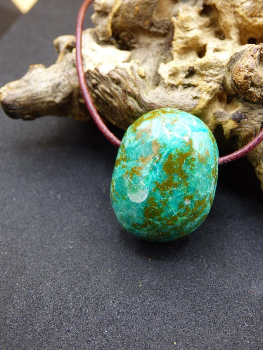 Chrysocoll Chrysokoll Chrysocolla Edelstein Kette blau Natur HIPPIE GOA Boho Ethno Heilstein Kristalle Schmuck Anhänger Mann Frau Geschenk - Art of Nature Berlin