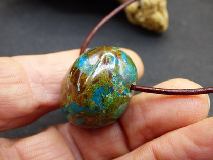 Chrysocoll Chrysokoll Chrysocolla Edelstein Kette blau Natur HIPPIE GOA Boho Ethno Heilstein Kristalle Schmuck Anhänger Mann Frau Geschenk - Art of Nature Berlin