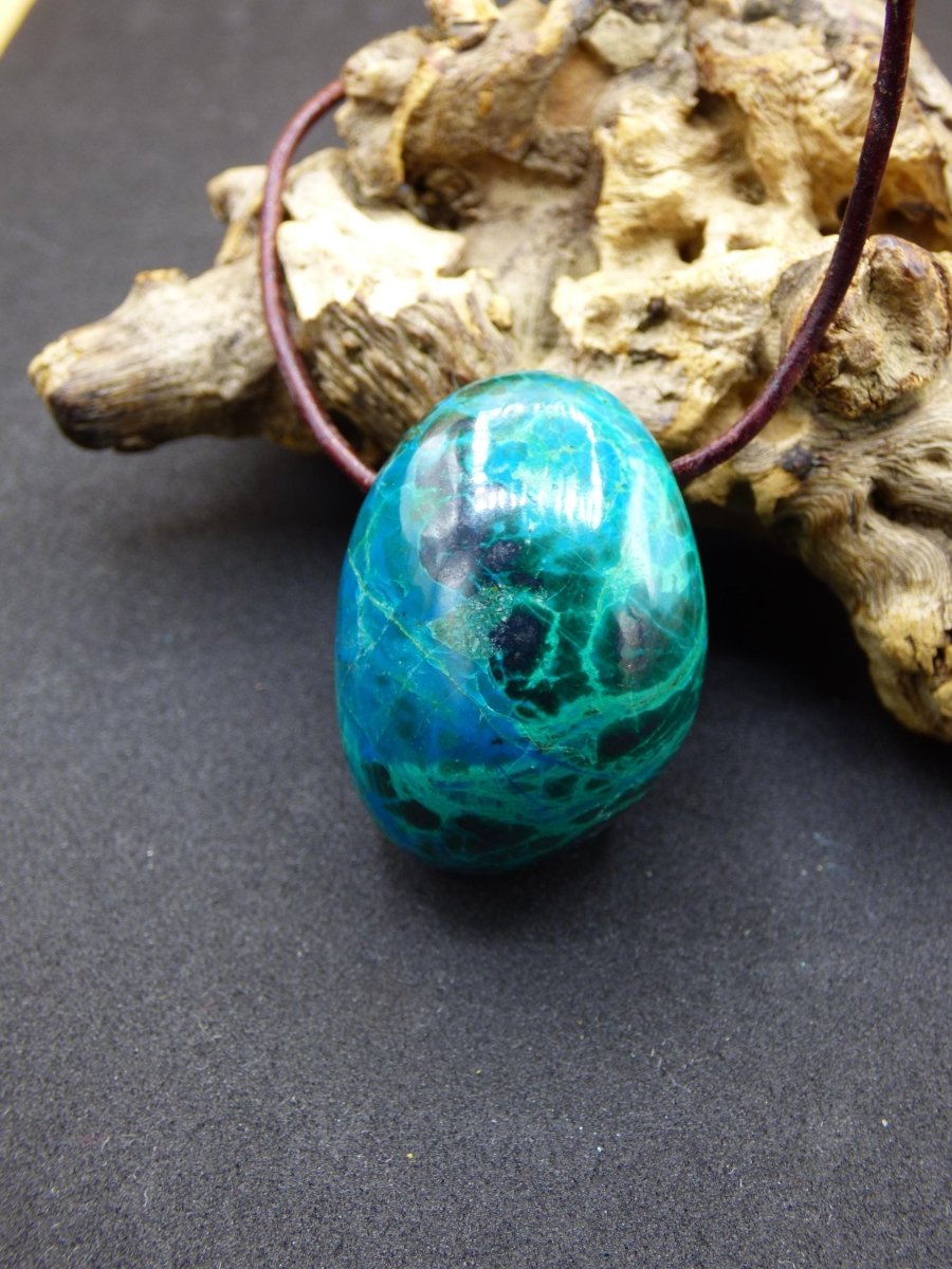 Chrysocoll Chrysokoll Chrysocolla Edelstein Kette blau Natur HIPPIE GOA Boho Ethno Heilstein Kristalle Schmuck Anhänger Mann Frau Geschenk - Art of Nature Berlin