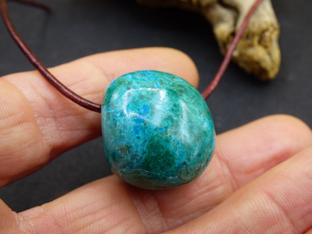 Chrysocoll Chrysokoll Chrysocolla Edelstein Kette blau Natur HIPPIE GOA Boho Ethno Heilstein Kristalle Schmuck Anhänger Mann Frau Geschenk - Art of Nature Berlin