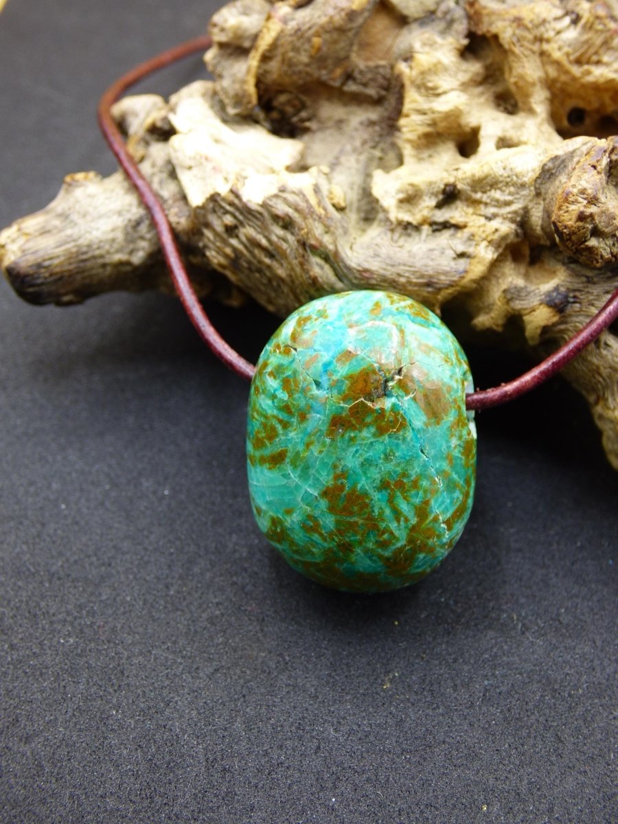 Chrysocoll Chrysokoll Chrysocolla Edelstein Kette blau Natur HIPPIE GOA Boho Ethno Heilstein Kristalle Schmuck Anhänger Mann Frau Geschenk - Art of Nature Berlin