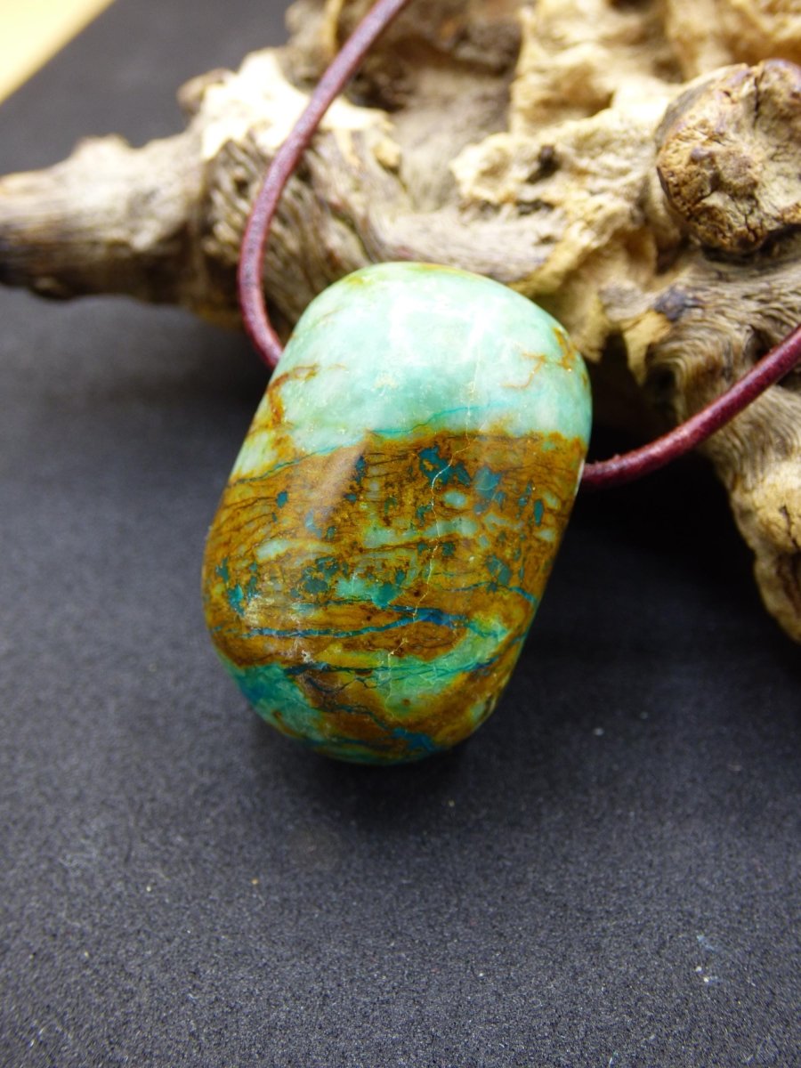 Chrysocoll Chrysokoll Chrysocolla Edelstein Kette blau Natur HIPPIE GOA Boho Ethno Heilstein Kristalle Schmuck Anhänger Mann Frau Geschenk - Art of Nature Berlin