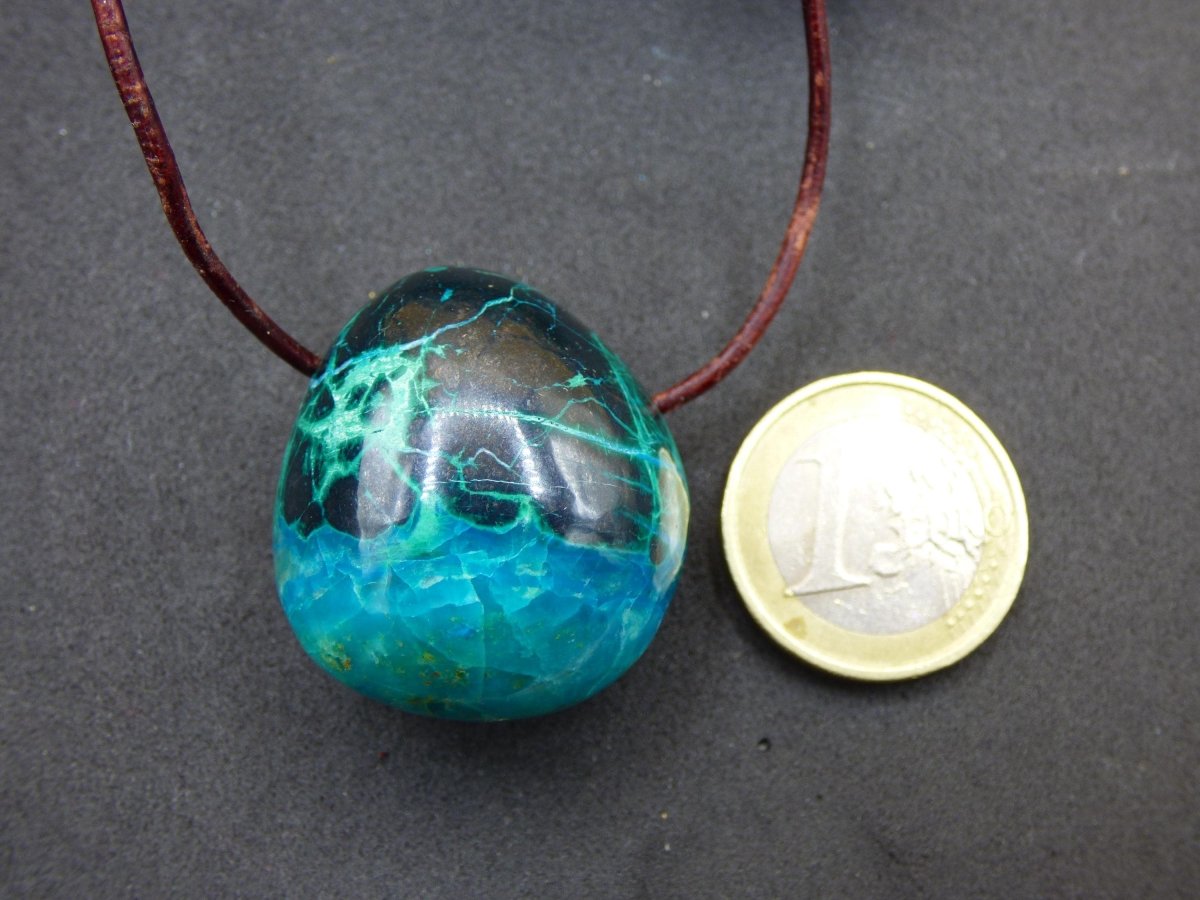 Chrysocoll Chrysokoll Chrysocolla Edelstein Kette blau Natur HIPPIE GOA Boho Ethno Heilstein Kristalle Schmuck Anhänger Mann Frau Geschenk - Art of Nature Berlin
