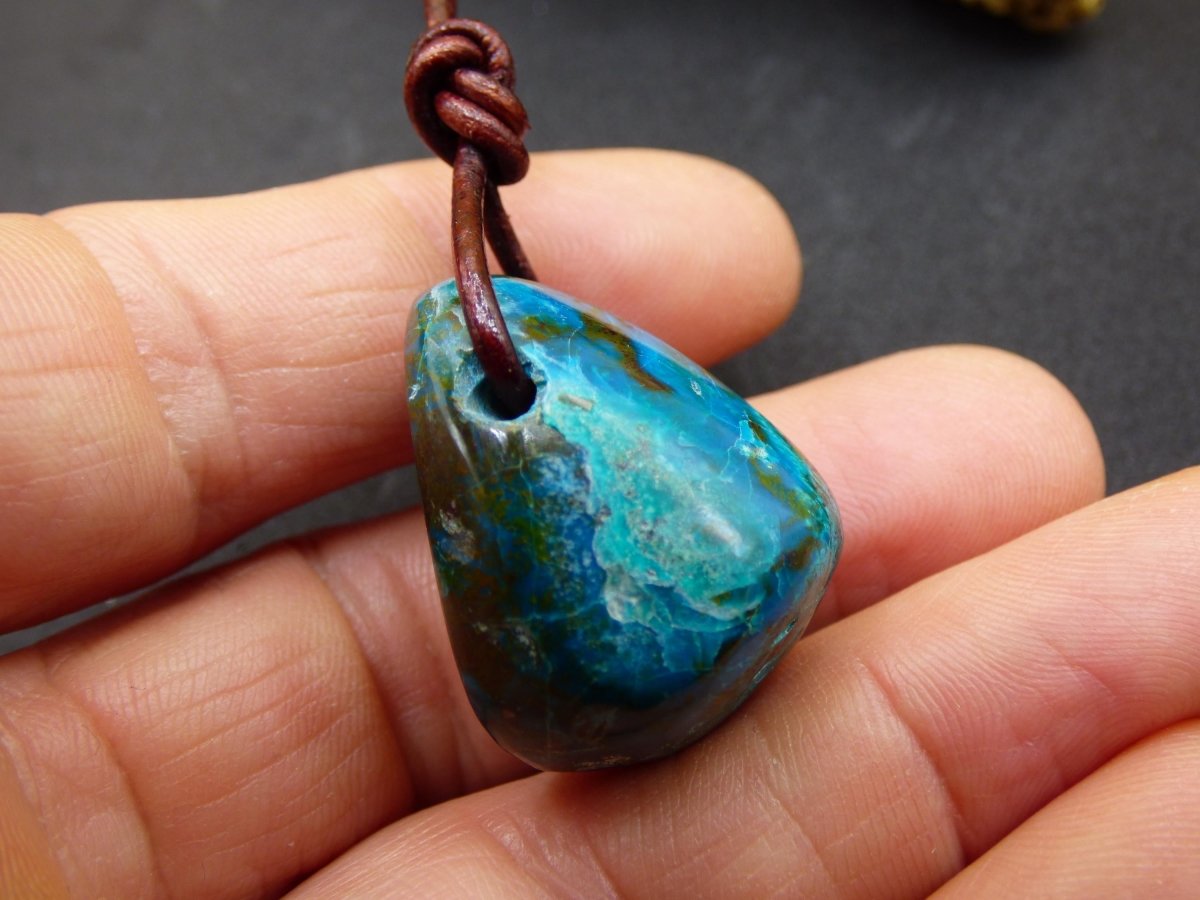 Chrysocoll Chrysokoll Chrysocolla Edelstein Kette blau Natur HIPPIE GOA Boho Ethno Heilstein Kristalle Schmuck Anhänger Mann Frau Geschenk - Art of Nature Berlin