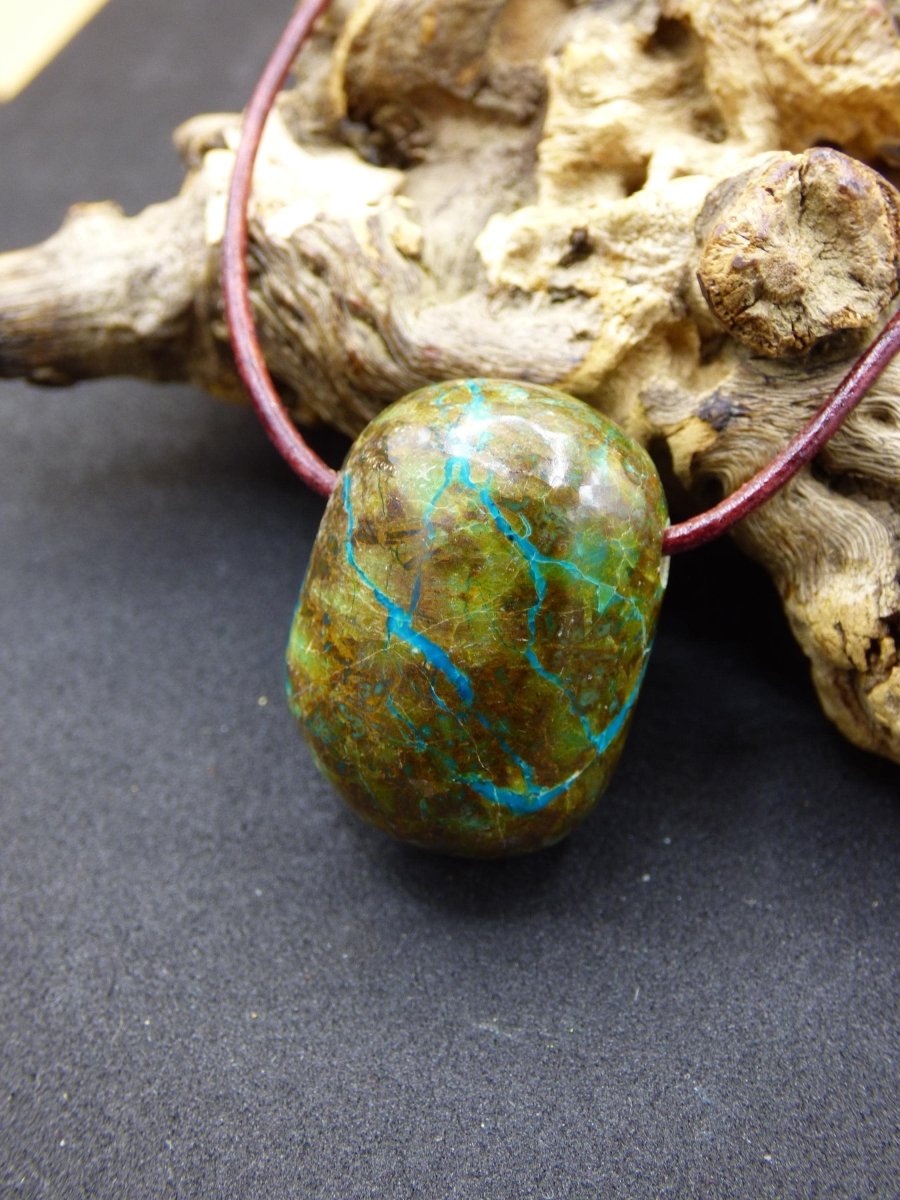 Chrysocoll Chrysokoll Chrysocolla Edelstein Kette blau Natur HIPPIE GOA Boho Ethno Heilstein Kristalle Schmuck Anhänger Mann Frau Geschenk - Art of Nature Berlin