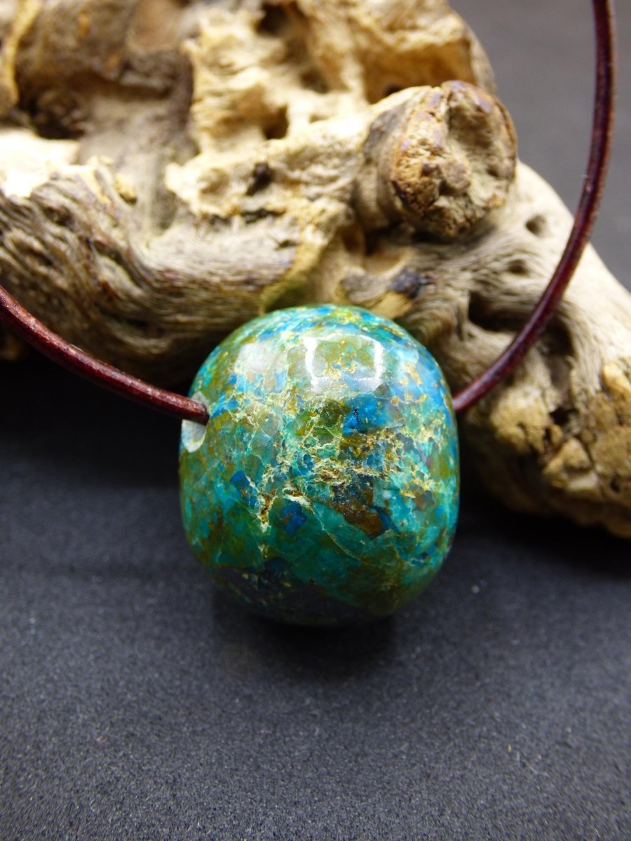 Chrysocoll Chrysokoll Chrysocolla Edelstein Kette blau Natur HIPPIE GOA Boho Ethno Heilstein Kristalle Schmuck Anhänger Mann Frau Geschenk - Art of Nature Berlin