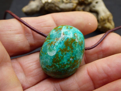 Chrysocoll Chrysokoll Chrysocolla Edelstein Kette blau Natur HIPPIE GOA Boho Ethno Heilstein Kristalle Schmuck Anhänger Mann Frau Geschenk - Art of Nature Berlin