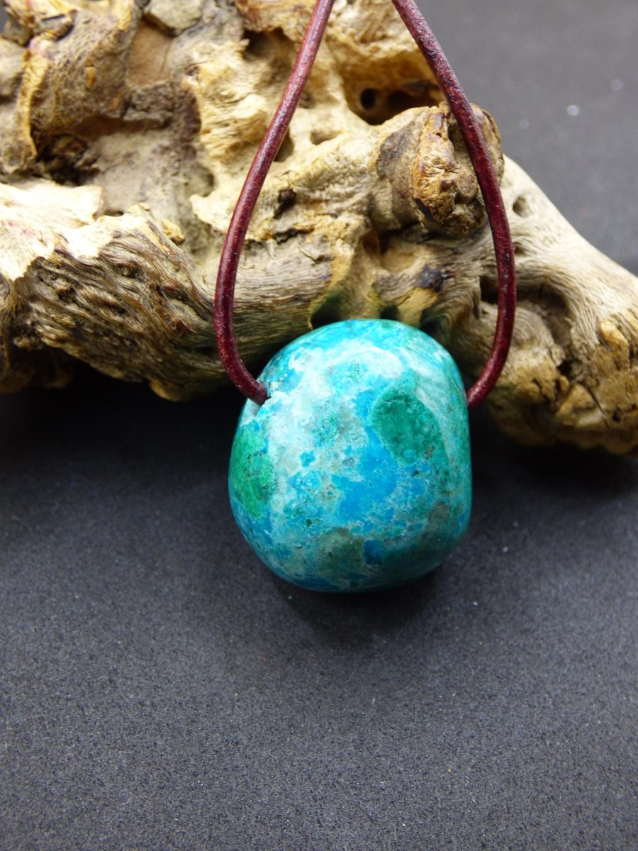 Chrysocoll Chrysokoll Chrysocolla Edelstein Kette blau Natur HIPPIE GOA Boho Ethno Heilstein Kristalle Schmuck Anhänger Mann Frau Geschenk - Art of Nature Berlin