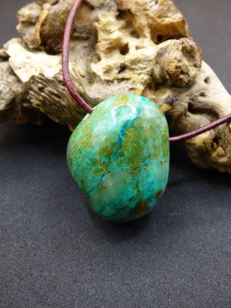Chrysocoll Chrysokoll Chrysocolla Edelstein Kette blau Natur HIPPIE GOA Boho Ethno Heilstein Kristalle Schmuck Anhänger Mann Frau Geschenk - Art of Nature Berlin